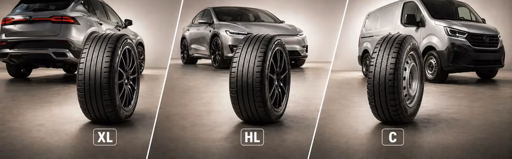 Ką reiškia XL, HL ir C žymėjimai ant padangų?